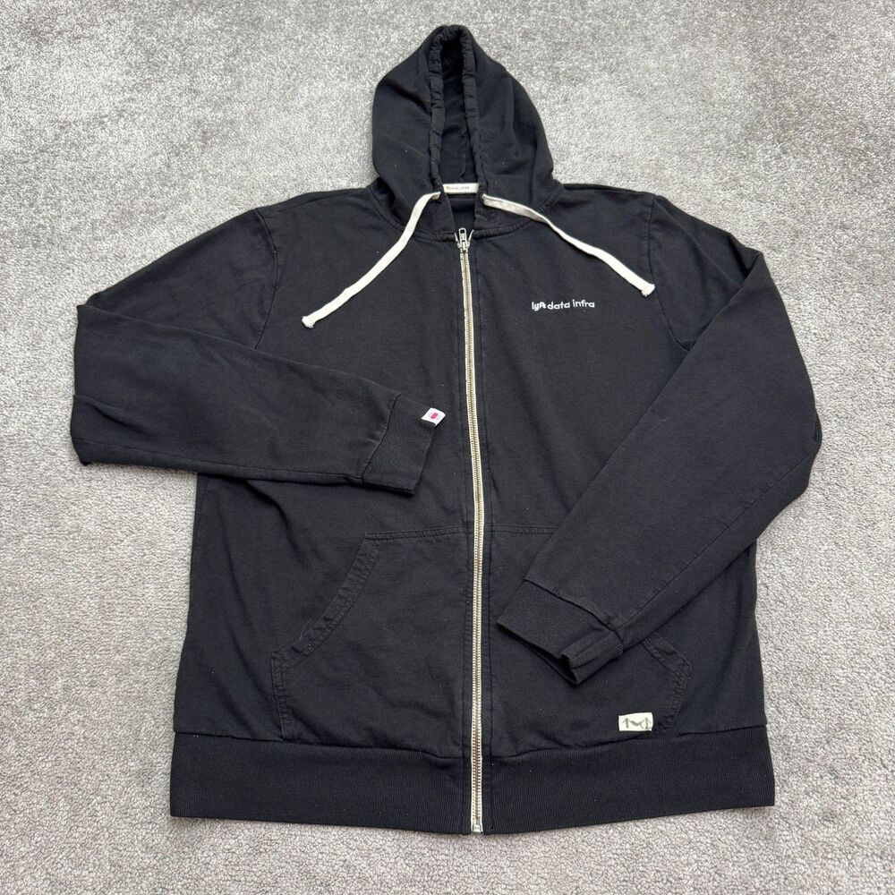 Marine Layer Full Zip Hoodie Sweatshirt Mens Large Black Lyft Data Infra USA